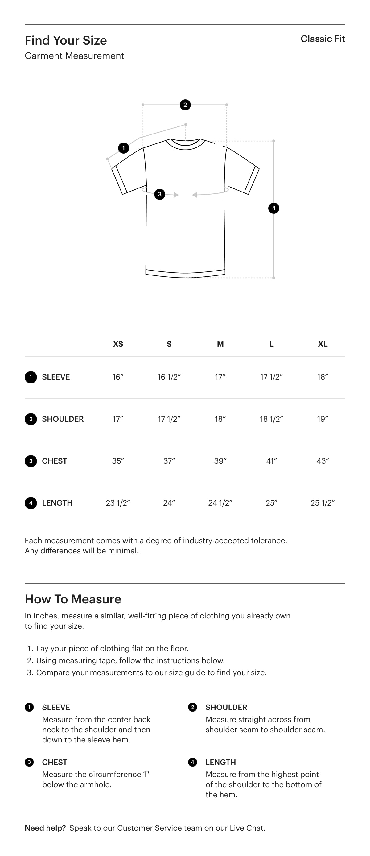 Apparel Size Chart Image